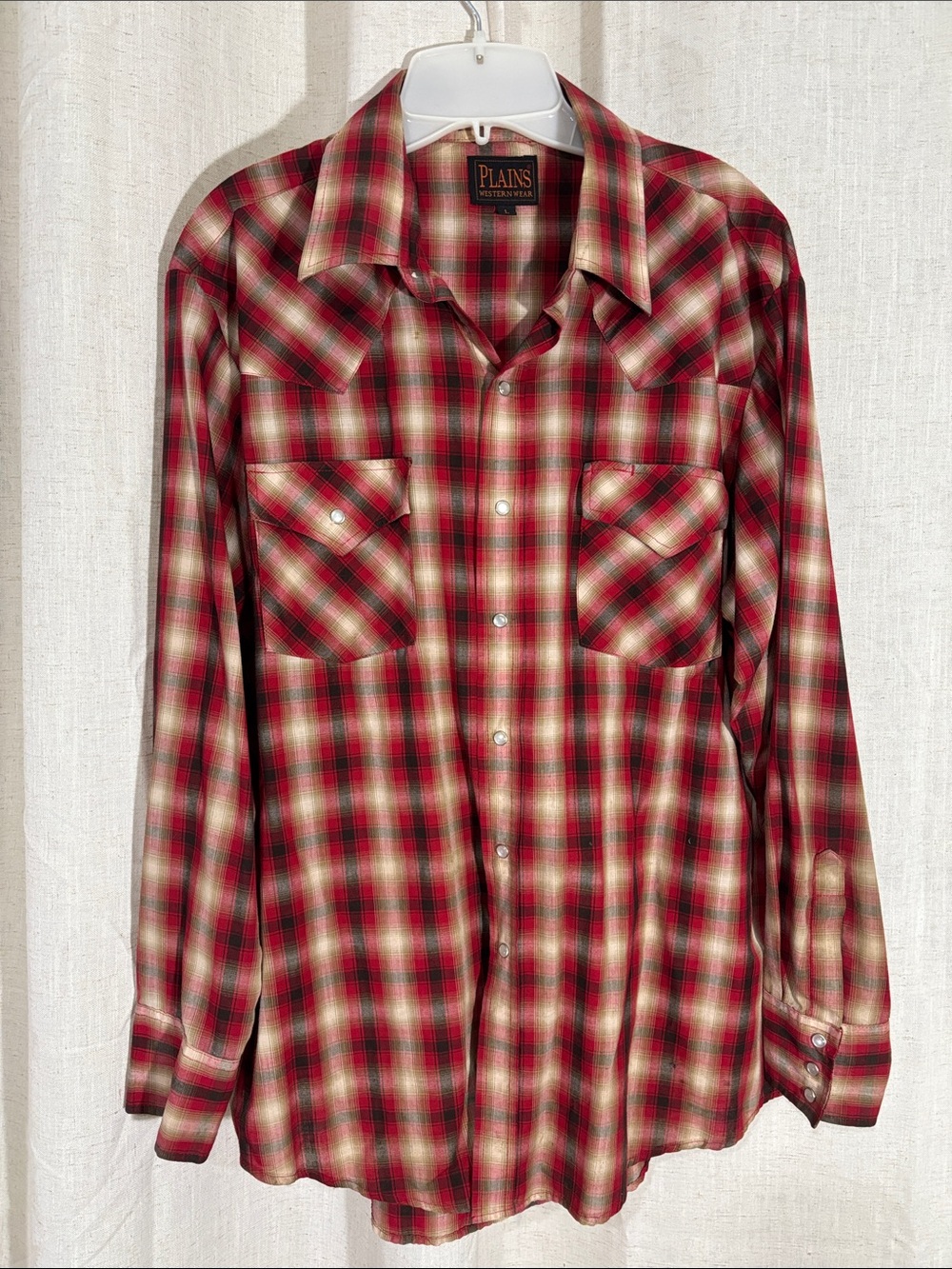 Vintage Plains Western Red Plaid Men's Shirt